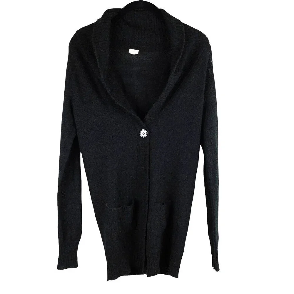 J. Crew Black Cardigan Alpaca Wool Blend Pockets Soft Size‎ S